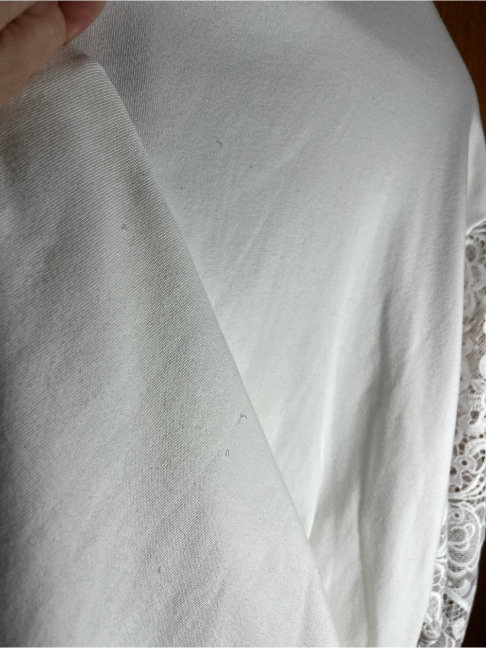 Express — Lace Sleeve Sweatshirt Dress — Medium — White - Picture 6 of 7